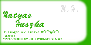 matyas huszka business card